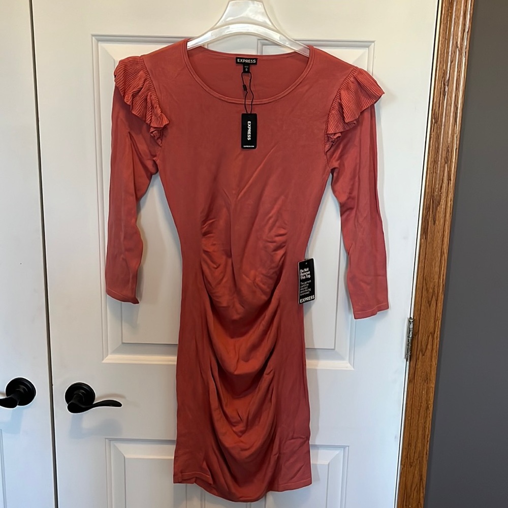 Express ruched knee length dress